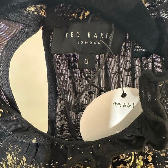 NEW Ted Baker Iggiey Midi Dress Women's Black Gold Size 0 - Picture 5 of 5